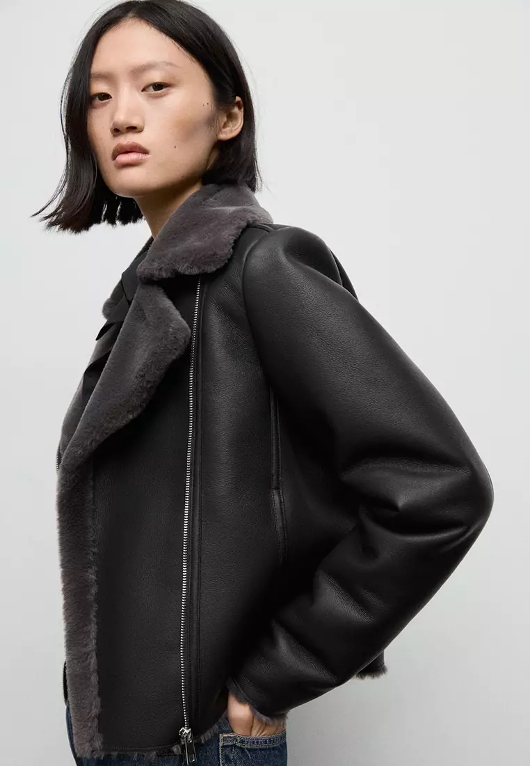 Fur-Effect Biker Jacket