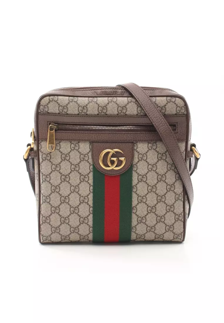 Gucci GG Supreme Monogram Web Small Ophidia Shoulder Bag Brown