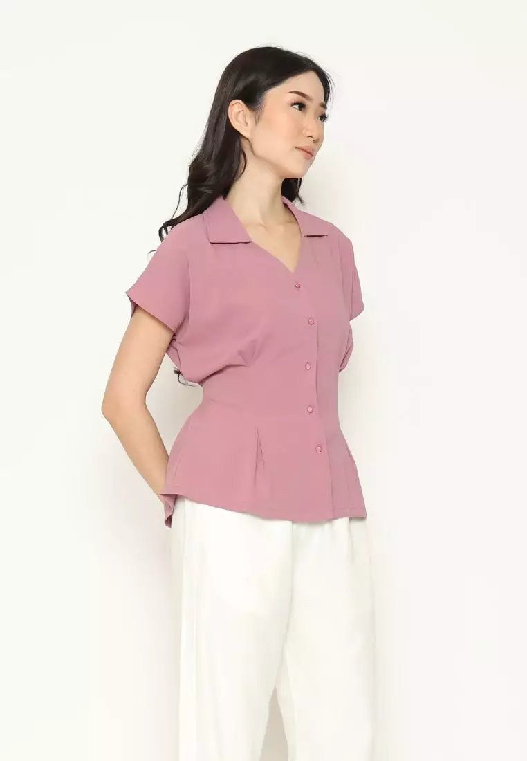 Urban Exchange Diandra Blouse Pink - Atasan Blouse Lengan Pendek