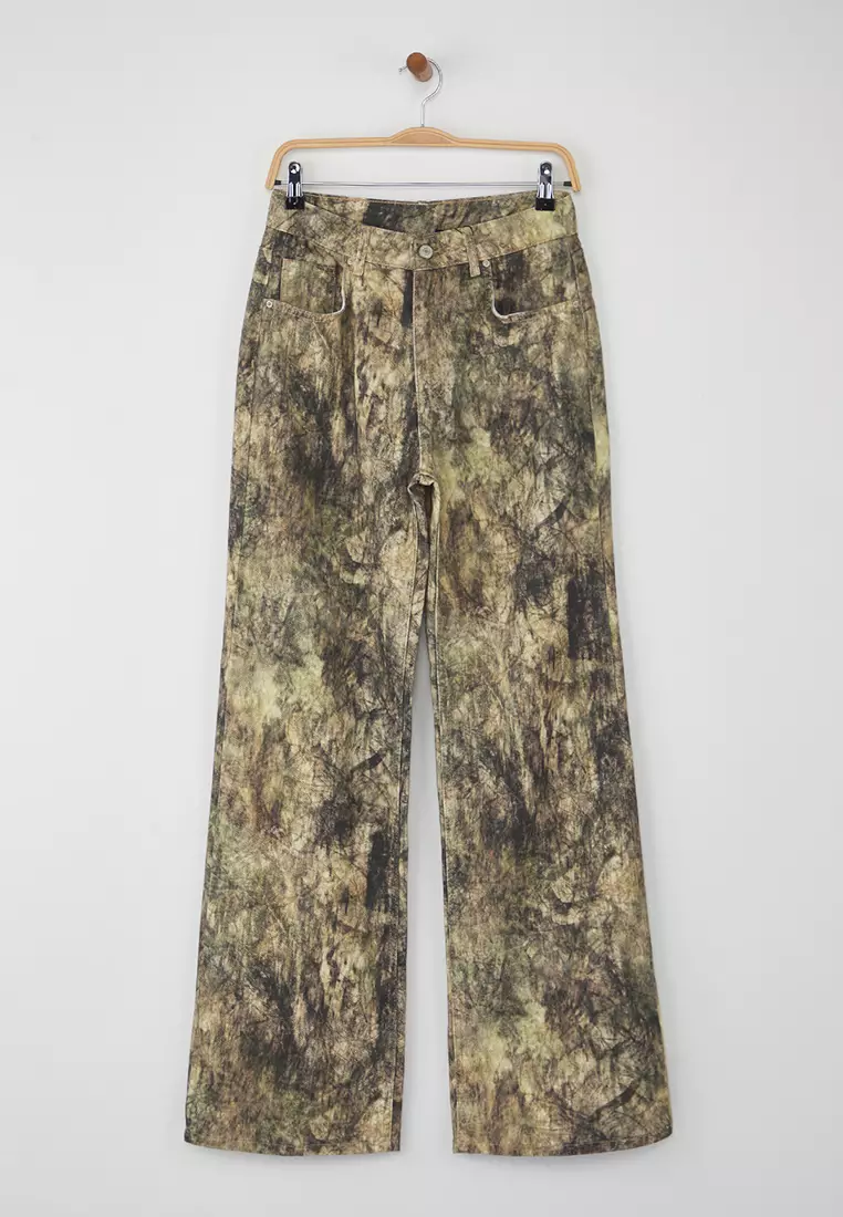 Teen Multicolored Patterned High Waist Wide Leg Jeans Twoaw26Je00152
