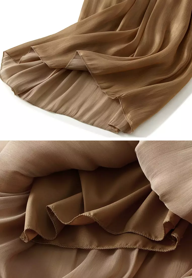 Pearlized Fabric Wide-leg Pants AF6806