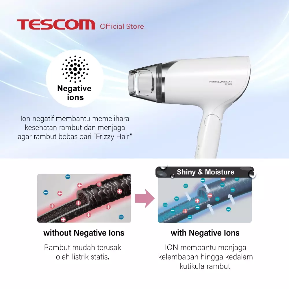 Paket Tescom Ion Hair Dryer NTID292 - Pengeriting Rambut TM453ID
