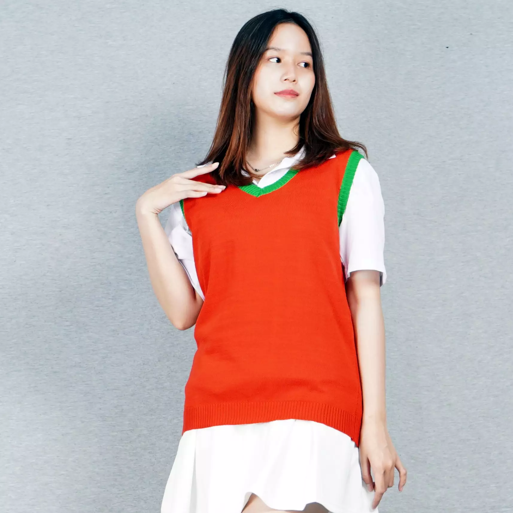 Rompi Natal Chirstmas Outfit Rompi Merah Natal Rompi Rajut Natal - MERAH