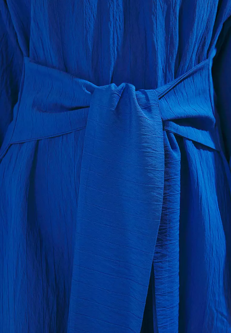 Saxon Front Tie Woven Dress TCTSS24EB00131