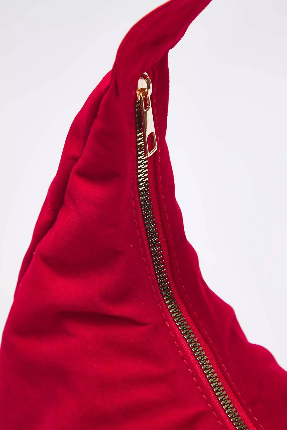 Red Suede Half Moon Women's Oval Shoulder Bag