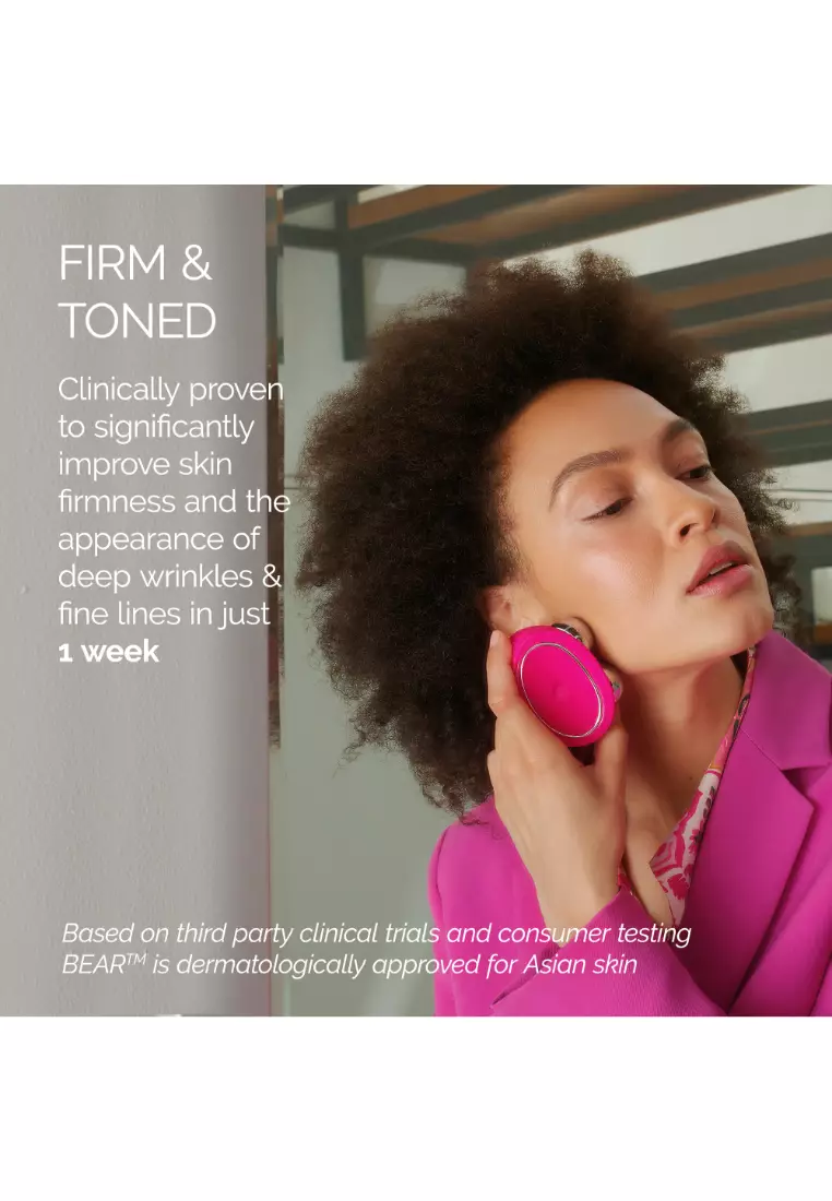 FOREO BEAR Microcurrent Full Facial Toning Beauty Device with 5 Intensities for Lifting and Firming Face Features [Rechargeable, 2-Year Warranty] - Fuchsia