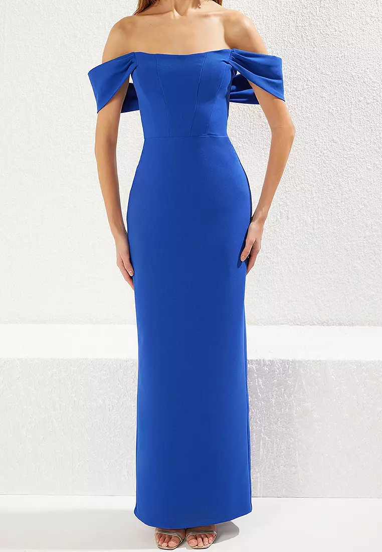 Off Shoulder Slit Maxi Dress