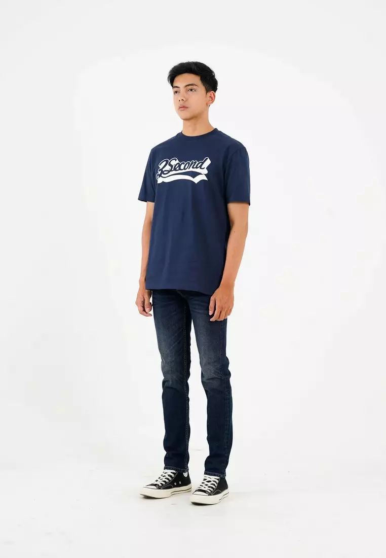 3Second Men's T-Shirt Short Sleeve Cotton Logo Script OL-C361223