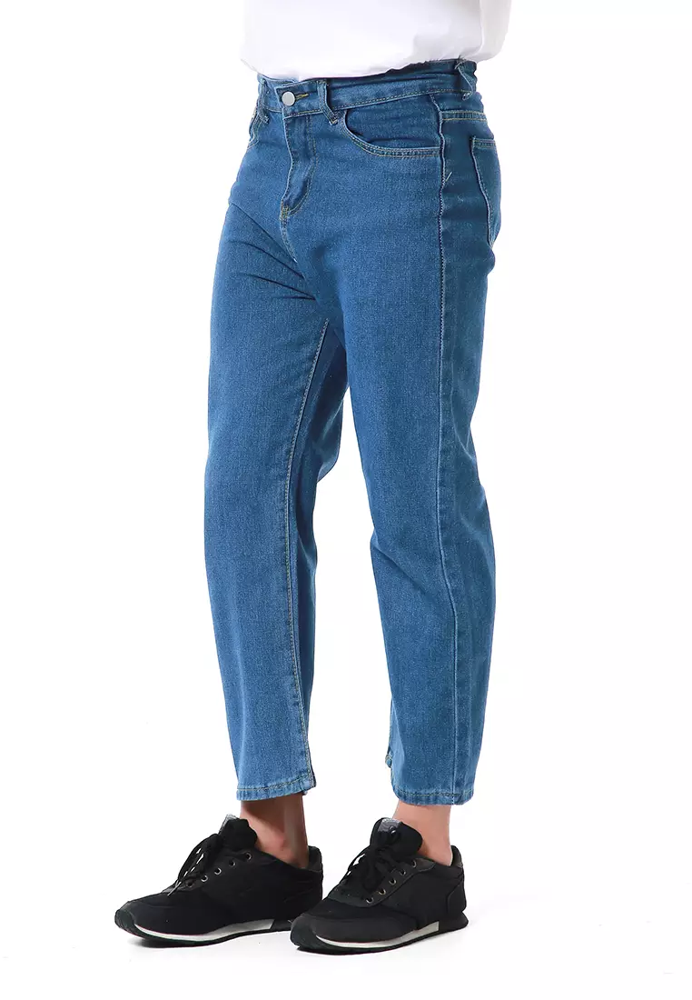 Nemanja Celana Jeans Pria Loose Straight Long Pants Korean Style Material Denim ORIGINAL - Dark Blue