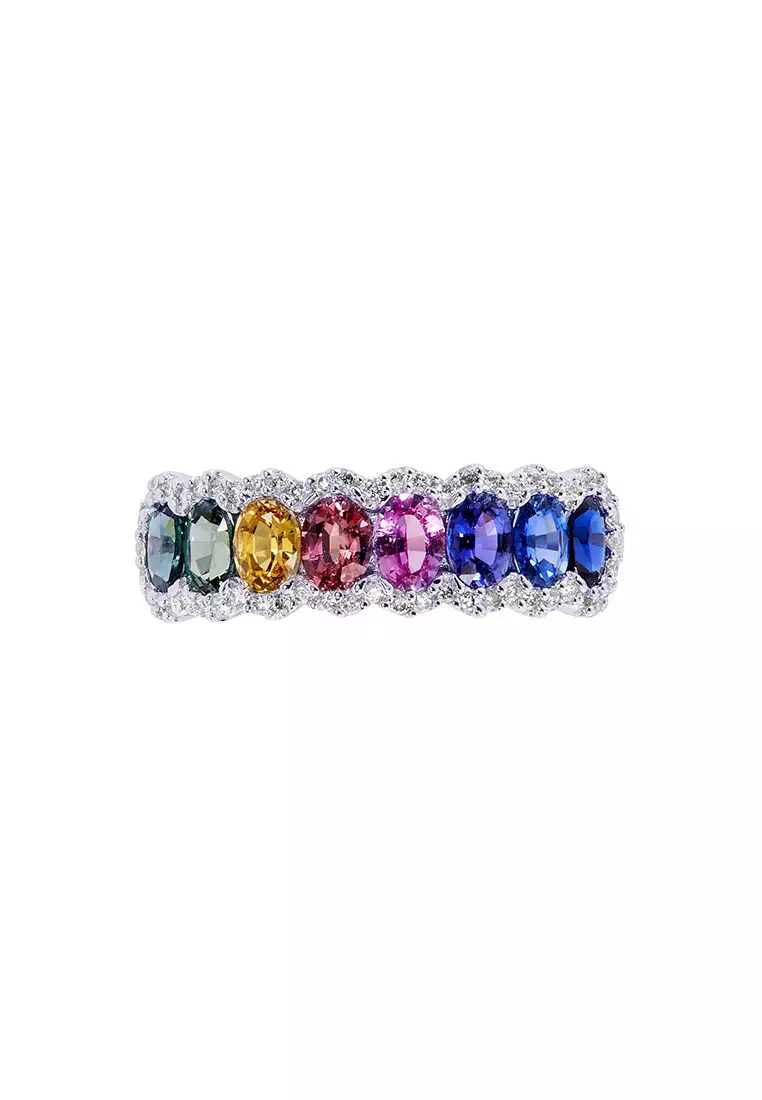 HABIB Oval Sapphire Multi-Coloured Ring in 750/18K White Gold LE4482671223(WG)