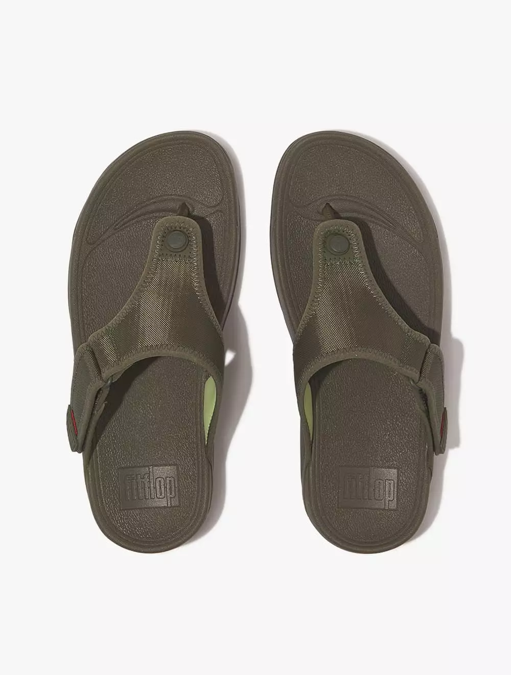 Fitflop Trakk Ii Men's Water-Resistant Toe-Post Sandals - Deep Olive/Lime