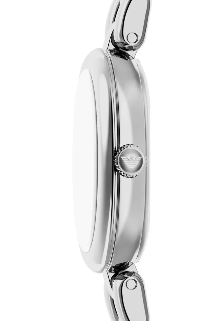 Emporio Armani Women's Analog Watch ( AR11720 ) - Quartz, Silver Case, Oval Dial, Below 5 MM Silver Stainless Steel Band