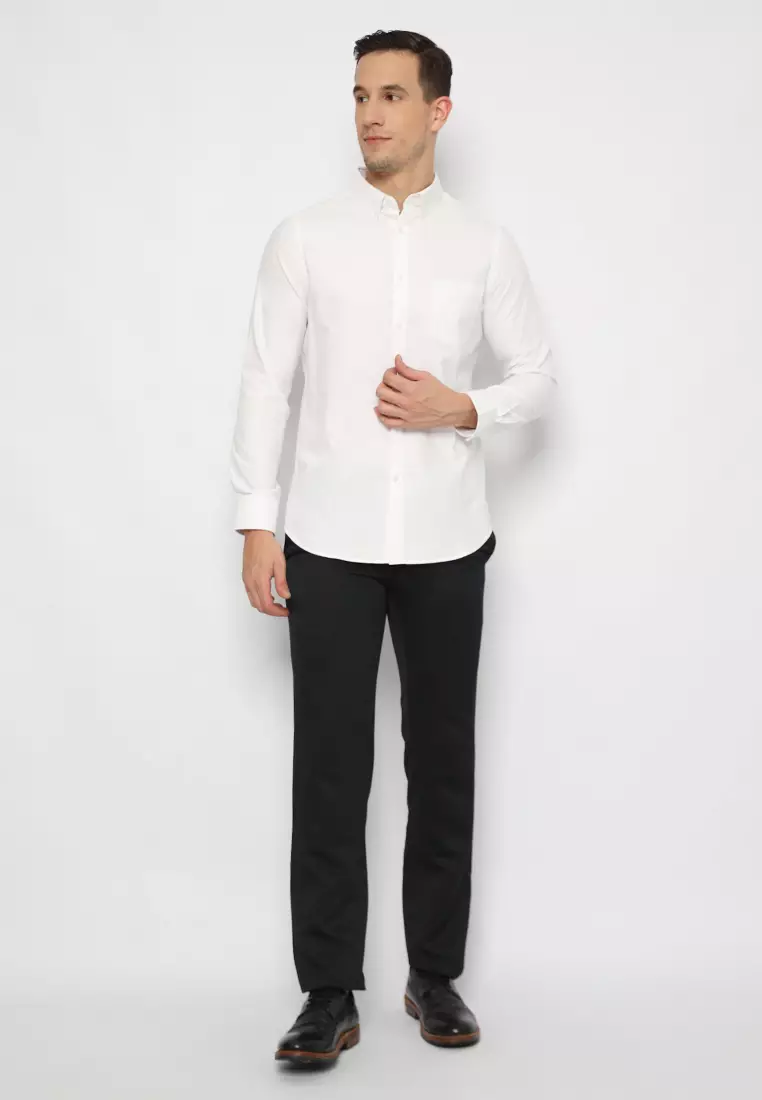 Jobb Bellagio Kemeja Pria Lengan Panjang Slim Fit Putih 4