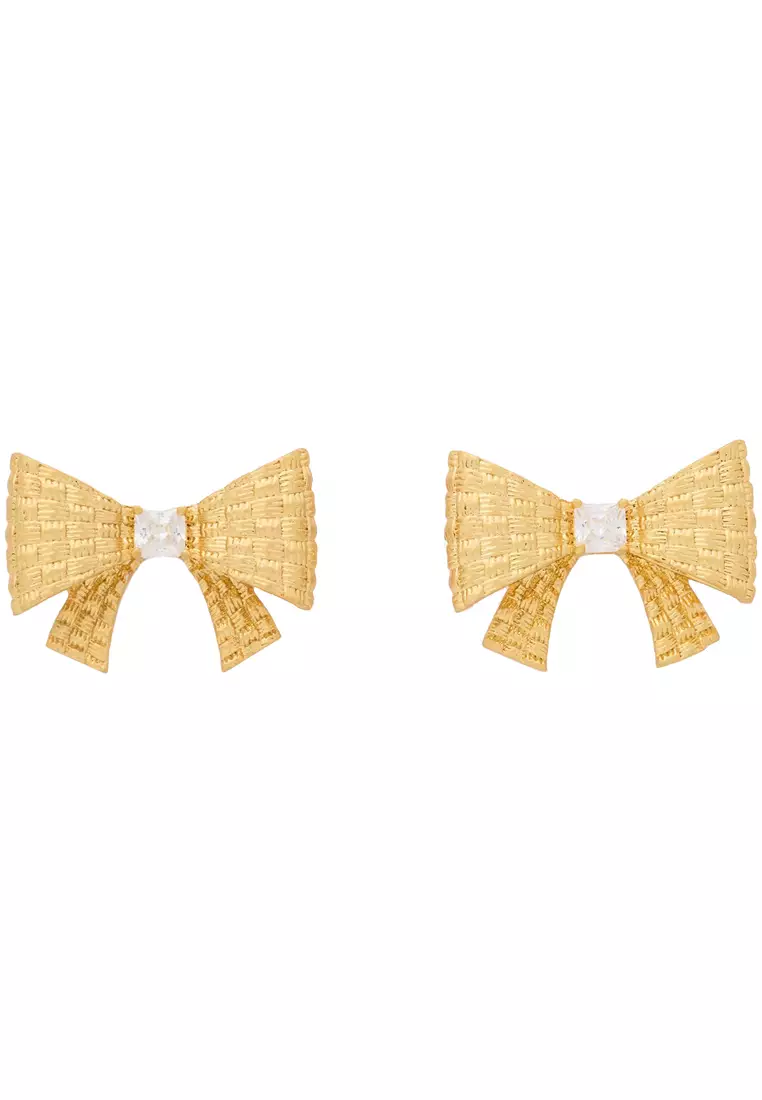 Wrapped In A Bow Studs Earrings in Clear/ Gold KJ975