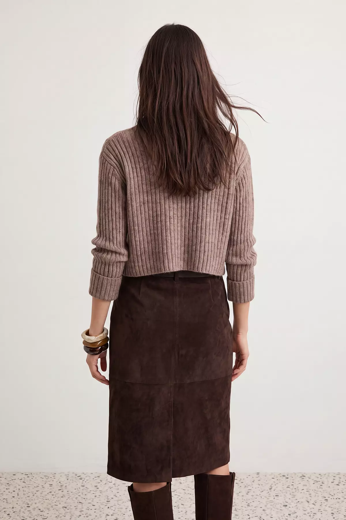 Mink Crop Soft Textured Stand Collar Knitwear Cardigan Twoaw22Hi0174