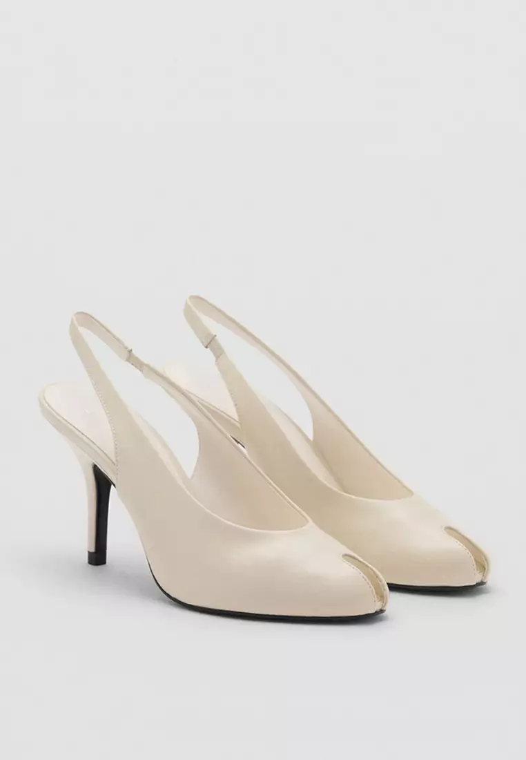 Leather Peep-Toe Heels