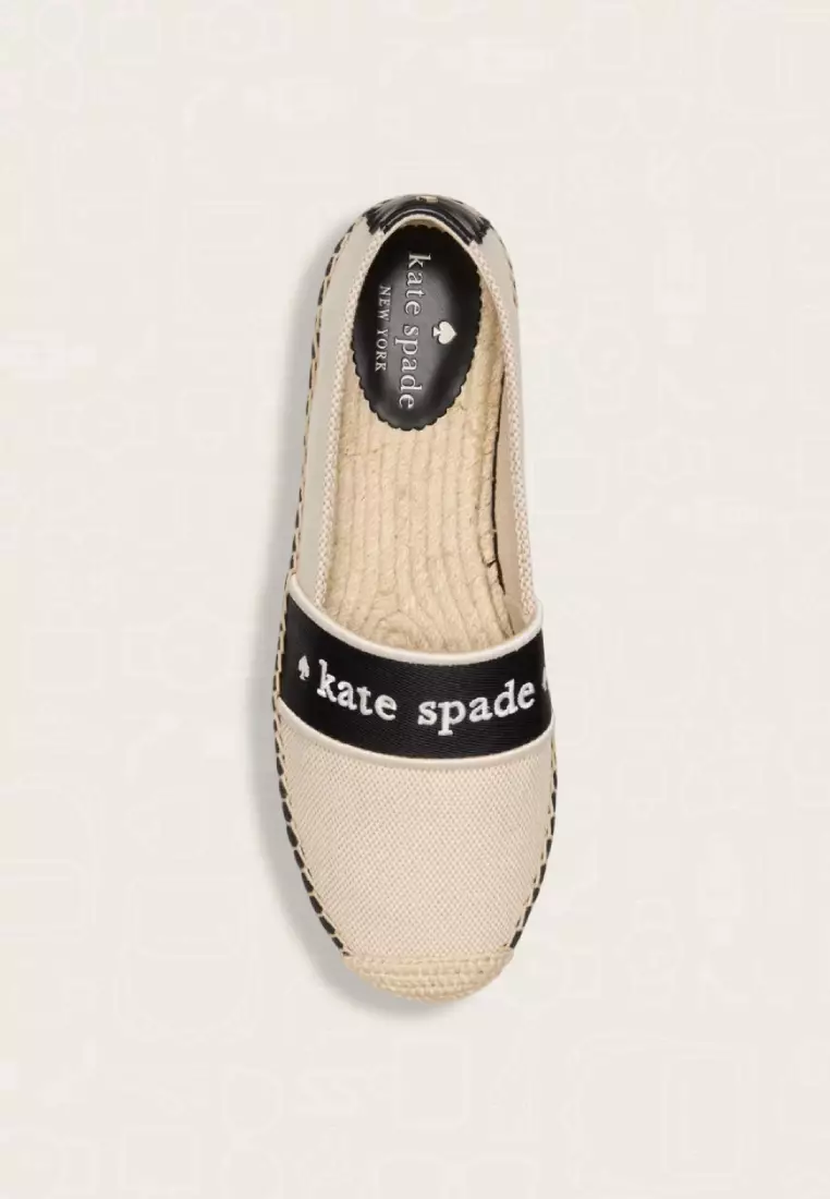 Kate Spade Piper Webbing Espadrille Flat Black