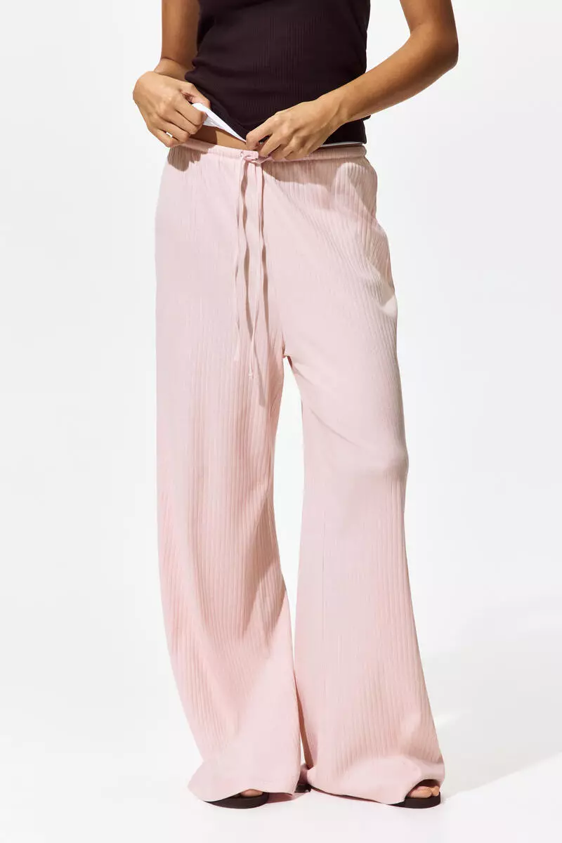 Ribbed drawstring trousers