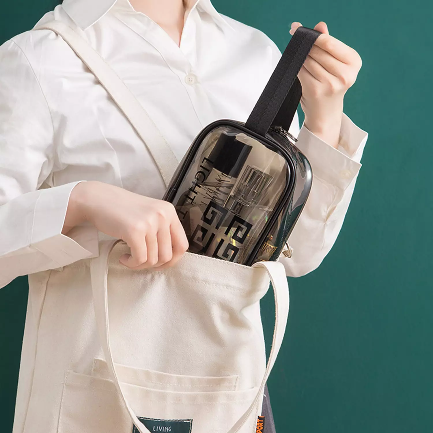 Wakakids Tas Kosmetik Washbag Transparan Waterproof Travel Pouch Make Up Skincare Venjr Hitam