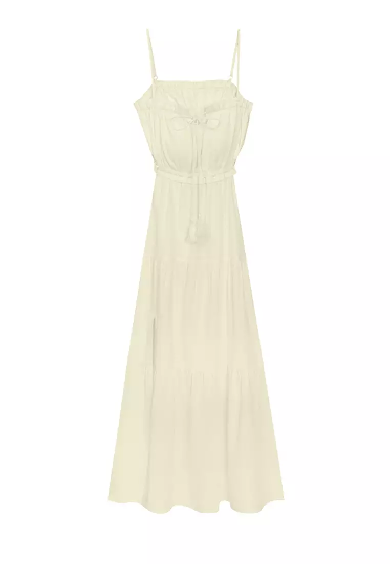 Padded Tiered Ruffle Maxi Dress