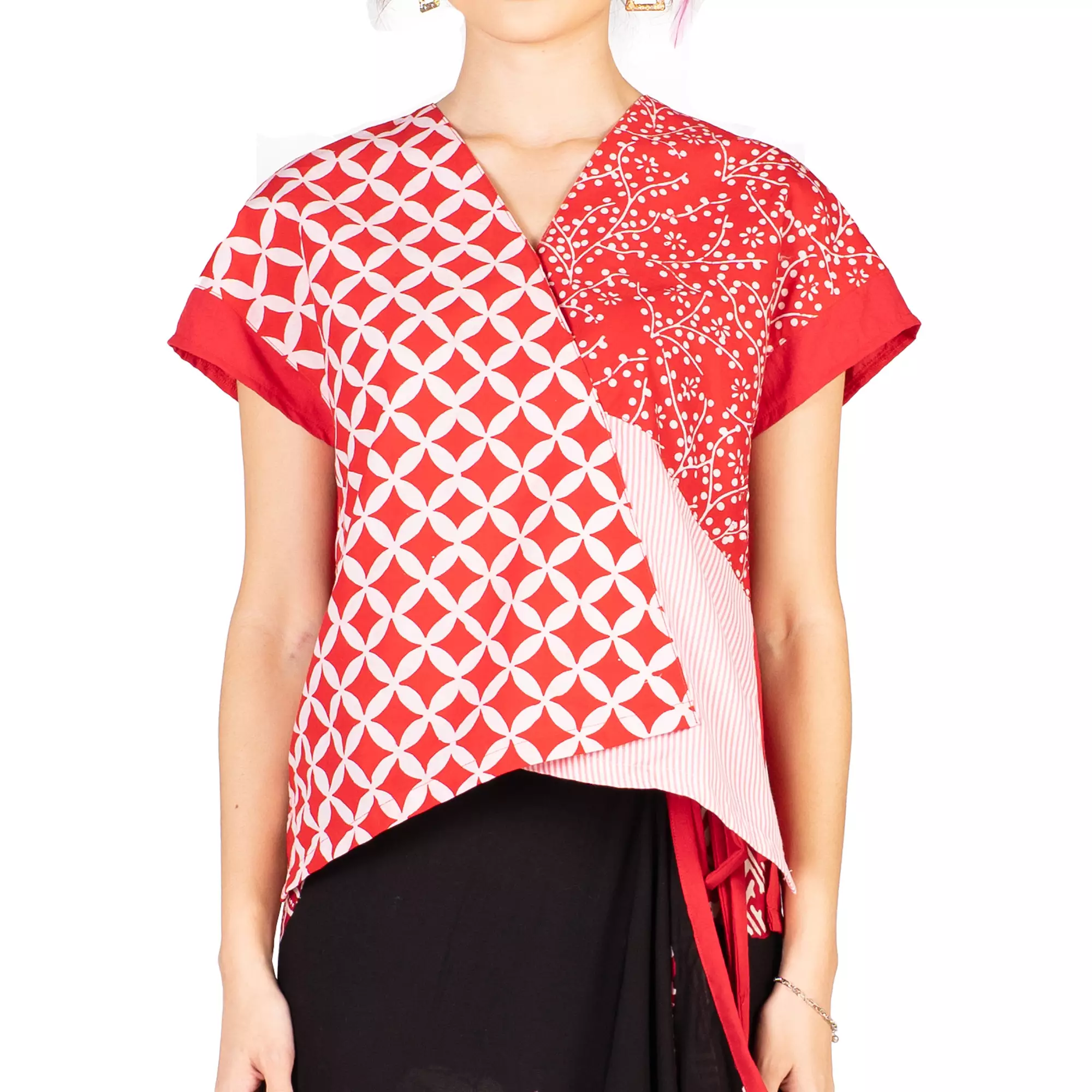 Blouse Batik Wanita - Bhatara Batik Rossie - Atasan Batik Modern Lengan Pendek