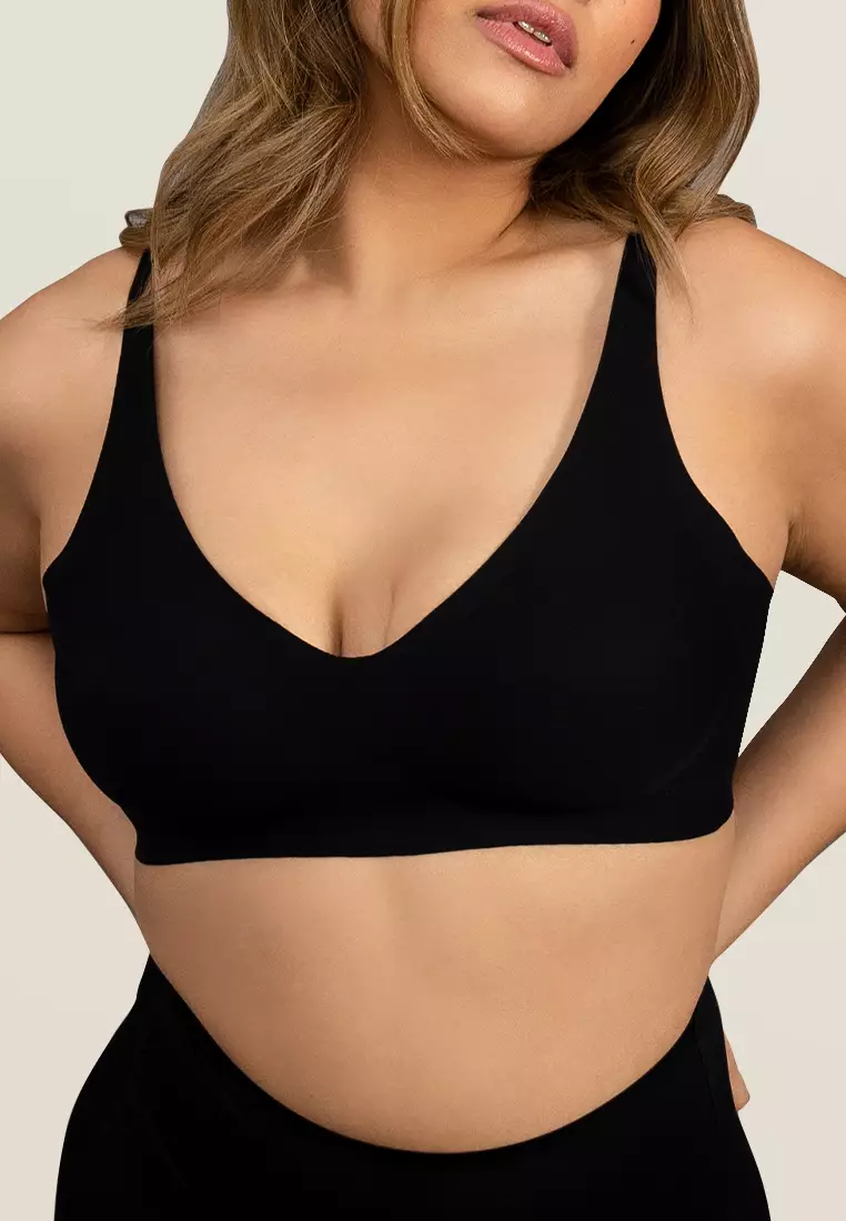 Next to Skin Ladies Seamless Heatpress Comfort Fit Soft Push Up Wireless NonWire Bra Kenzi 1pc (Black)