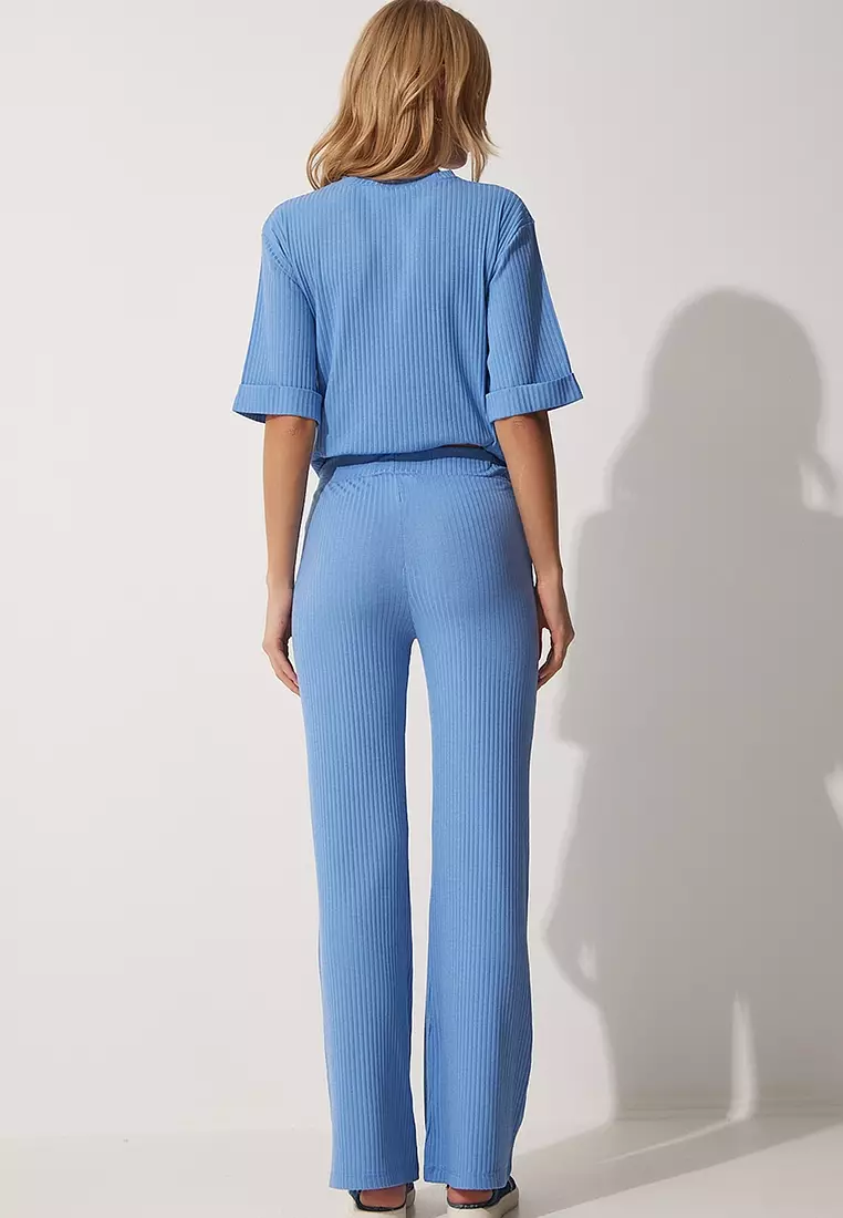 Ribbed Knitted Top and Bottom Set