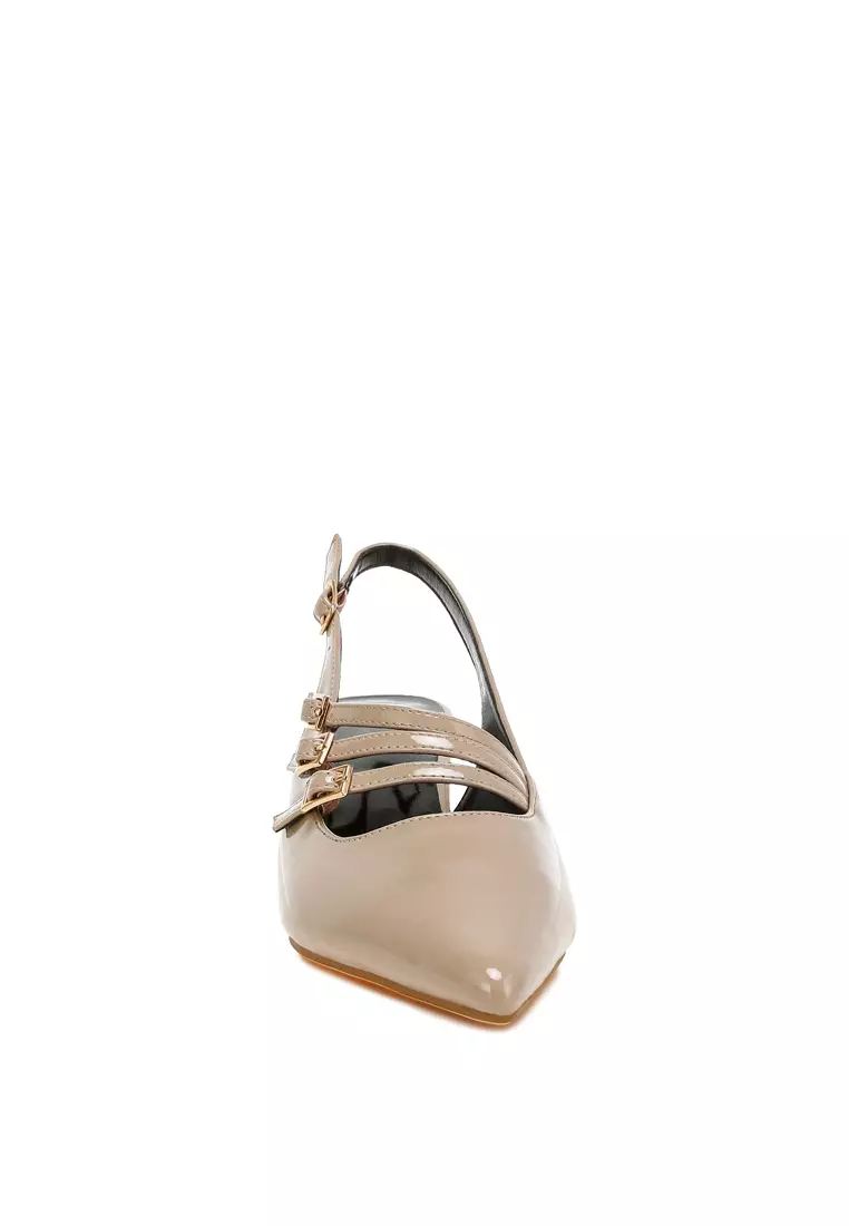 Sandal Slingback Tali Tiga Warna Taupe