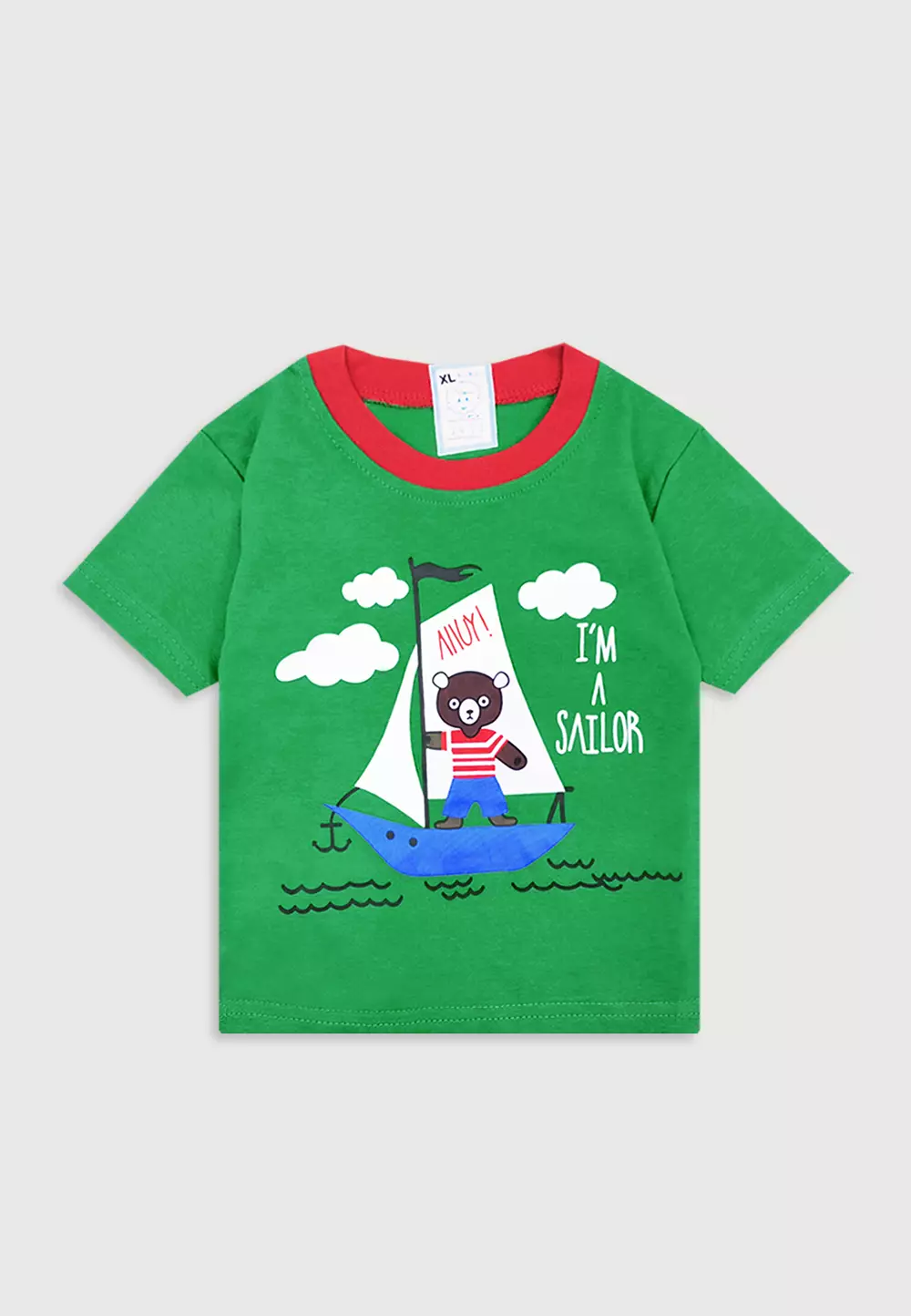 Wakakids Setelan Bayi Laki Laki Usia 12 Bulan Hingga 18 Bulan Set Baju Anak Celana Kaos Motif Bear Sailor 3411 Hijau