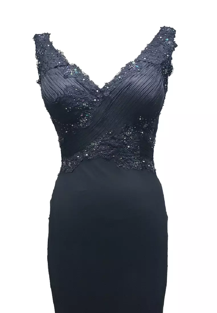 Romantic Effortless Silk Chiffon Beaded Evening Dress