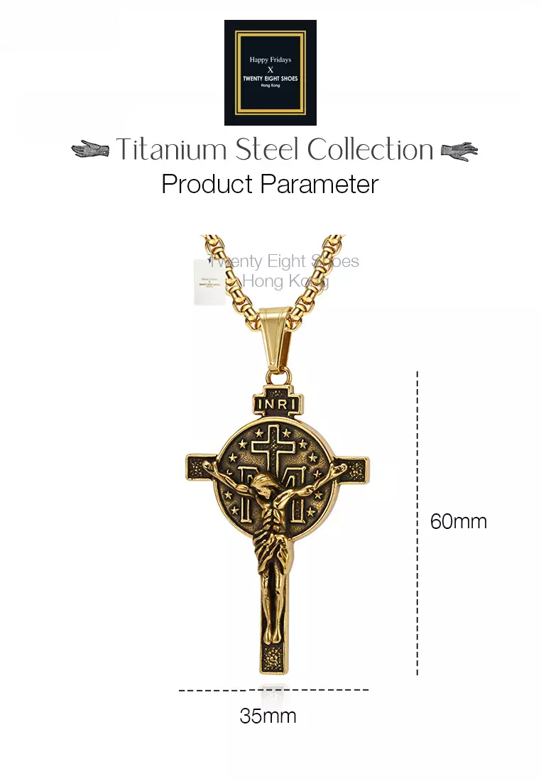 Titanium Steel INRI Cross Pendant Necklace JW QF-DZ641