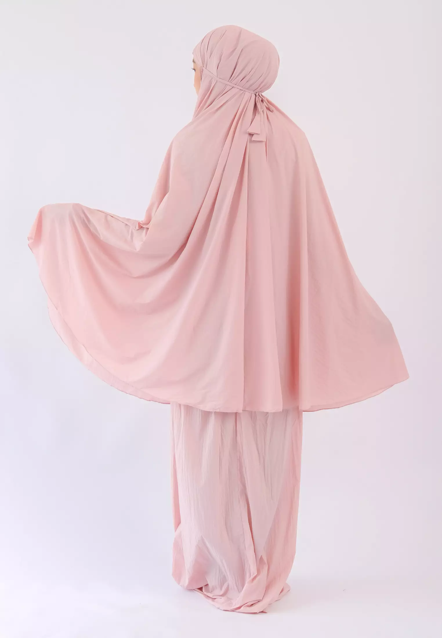 Zelena - Mukena Parasut Airflow Polos With Pouch - Pink Pearl