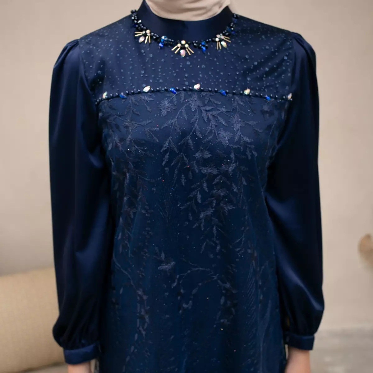 EPC Gamis Ameera - Navy Blue - Brocade Collection