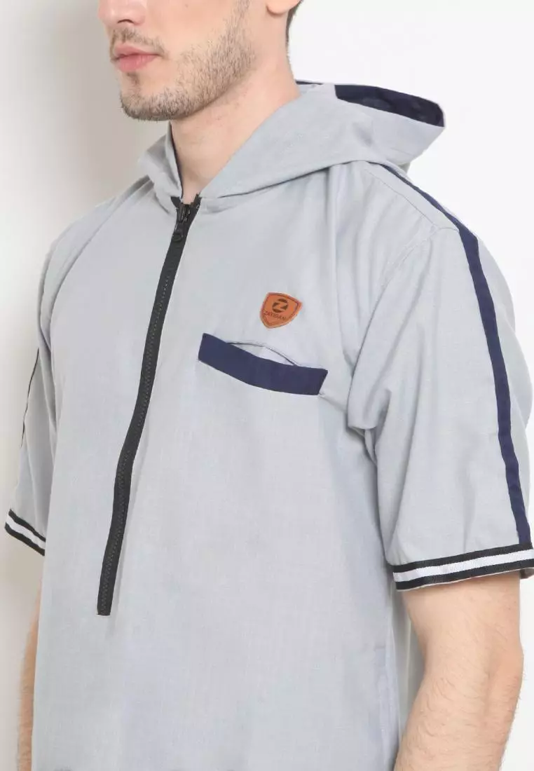 Zayidan Gamis Jubah Muslim Pria Atha Hoodie - Silver