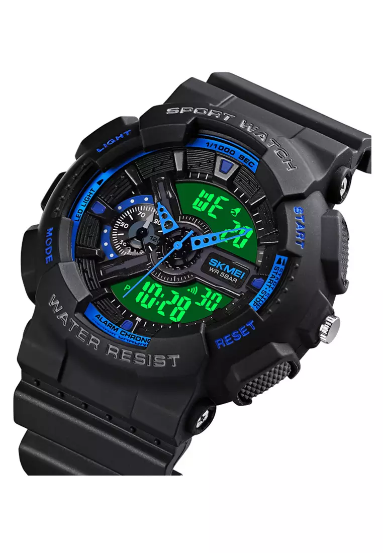Skmei - Jam Tangan Pria - Black Blue - Resin Strap - 1688-J