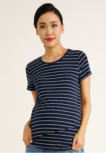9months Maternity navy Navy Maternity S/S Nursing Layered Top 443F8AA906A6C4GS_1