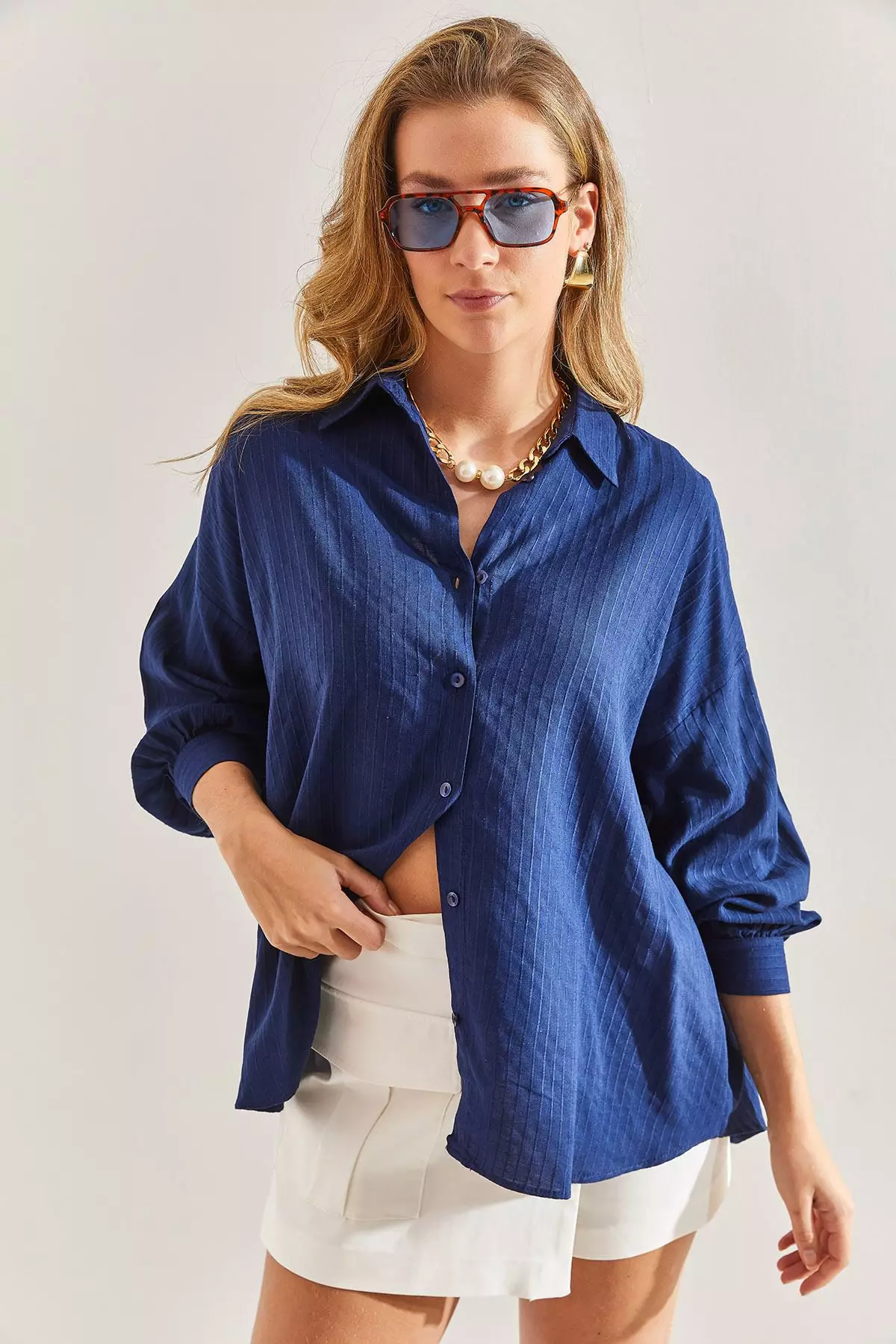 Women's Jacquard Linen Shirt 60171028