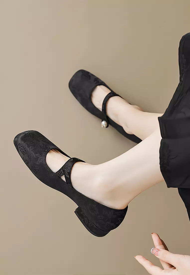 Buy Twenty Eight Shoes 2.5CM Pearl Strap Satin Mary Jane Shoes