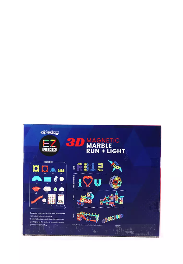 Okiedog EZLink 3D Magnetic Marble Run with Light 75PCS