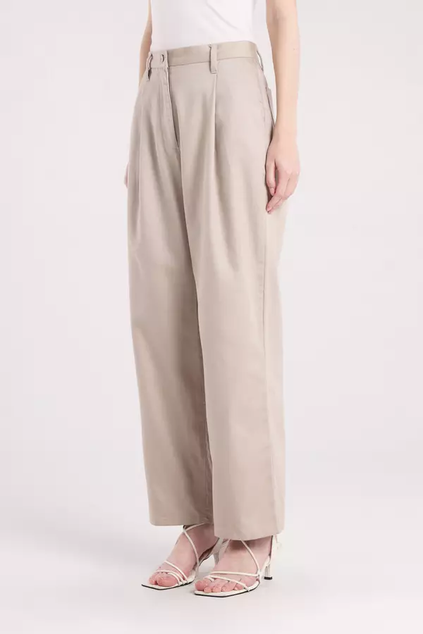 MINIMAL - Ludwig - Celana Lurus Lipit - Light Brown Warna Brown_Light