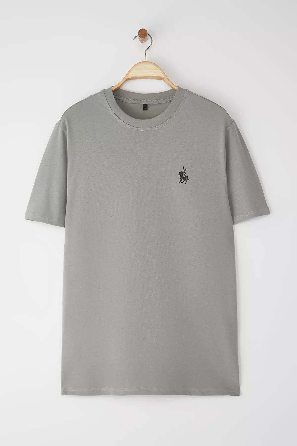 Gray Regular/Normal Cut Horse Embroidery Detail 100% Cotton T-Shirt Tmnss24Ts00056