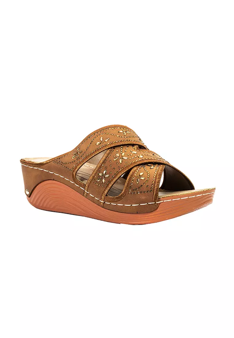 Women's Wedge Sandals LV 22412 Brown C61