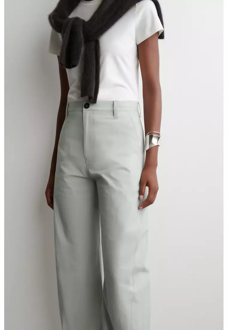 COTTON BARREL-LEG TROUSERS