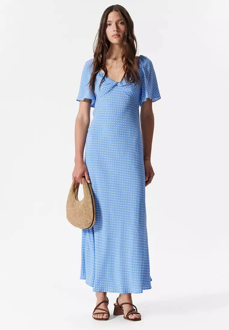 Flutter-Sleeve Midi Dress