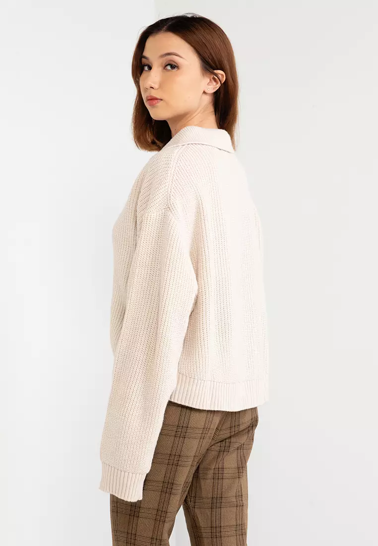 羅紋開領針織衫