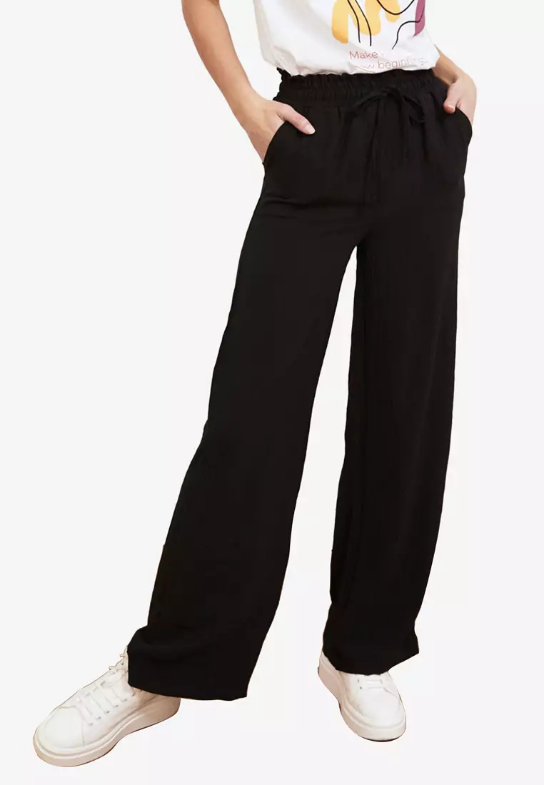 Drawstring straight hotsell leg pants