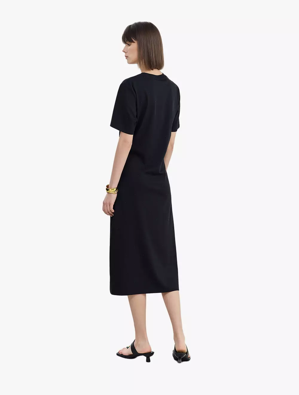 LILY Striped Pleated Dress - Black