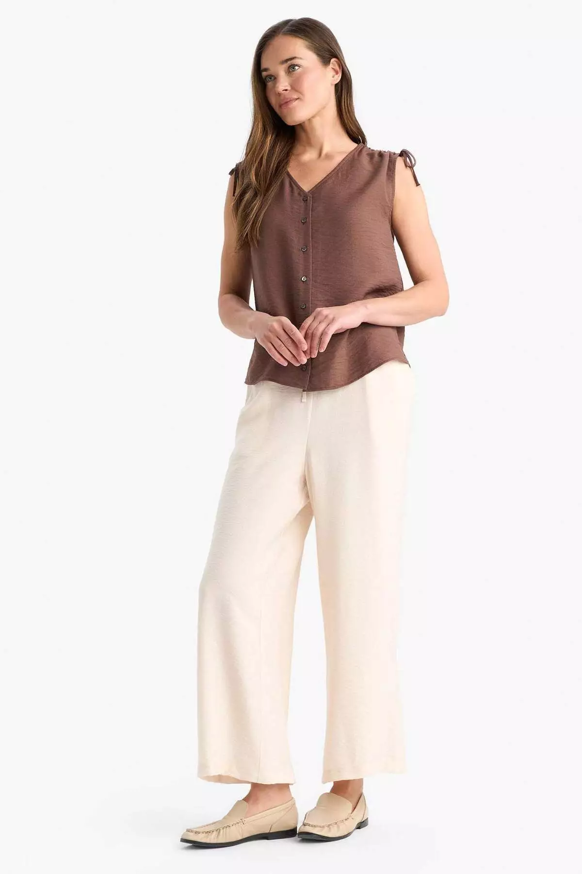 Regular Fit Pocket Detailed Wide Leg Trousers F0988Ax25Sm