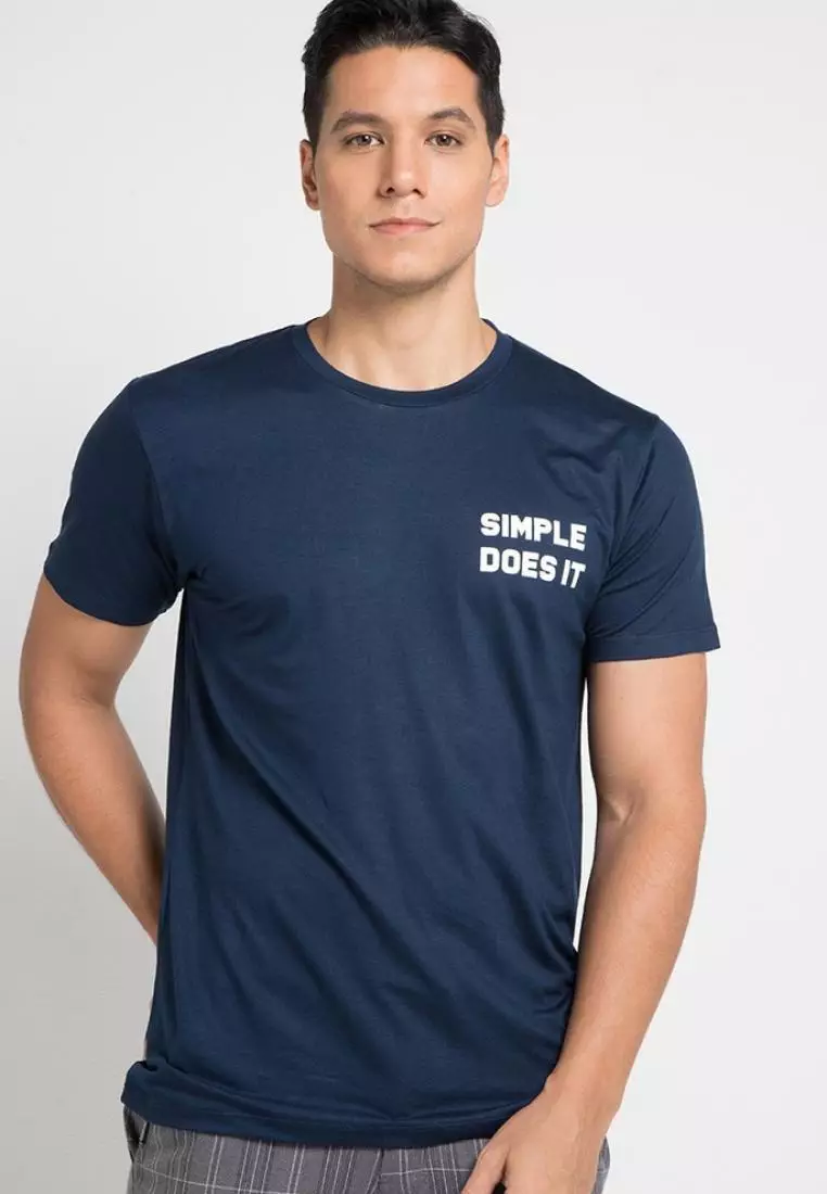 MTD91F Kaos Pria simple does it dakir Kaos Navy