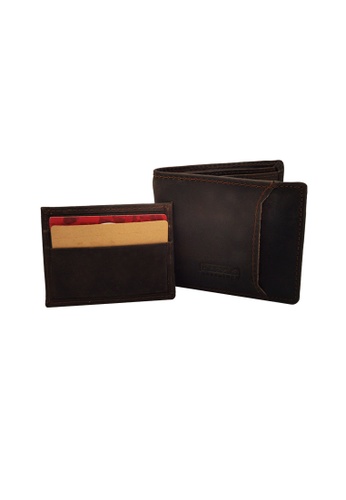 BAGGIO brown Baggio Genuine Leather Bifold Wallet with attached Cardholder 108EEAC249CBD1GS_1